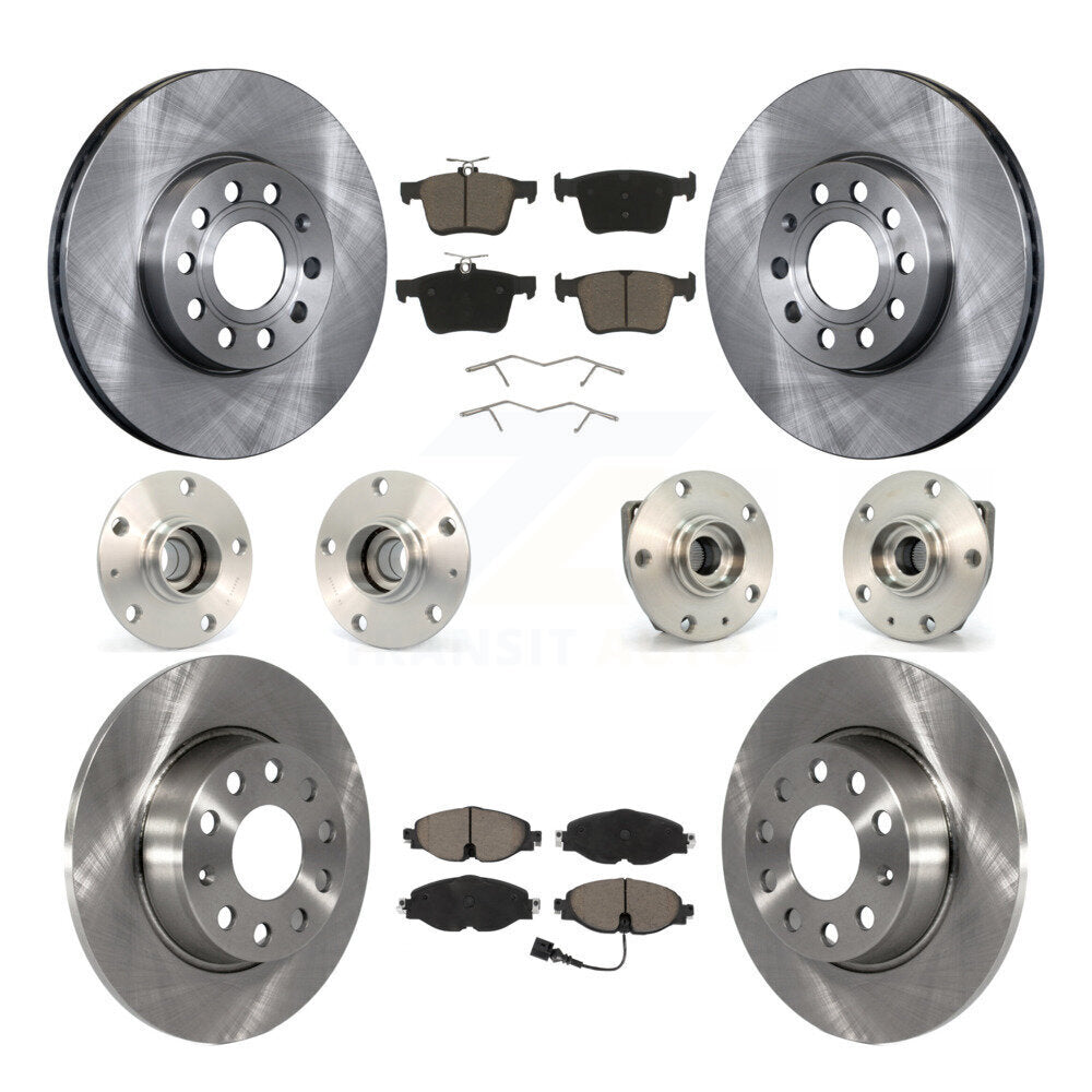 Hub Bearing Brake Rotor & Pads Front Rear Kit (10Pc) For 15-19 Volkswagen e-Golf