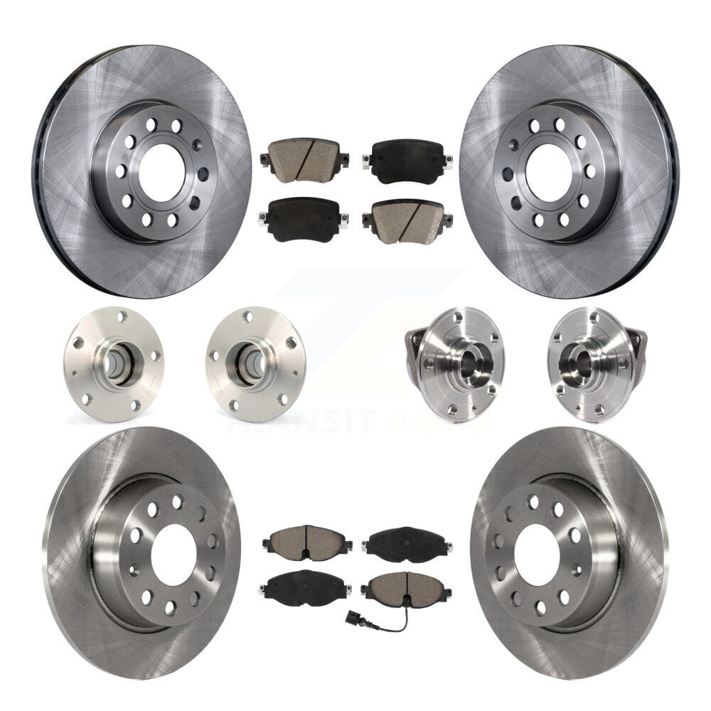 Hub Bearing Brake Rotor Pad Front Rear Kit (10Pc) For Volkswagen Golf SportWagen