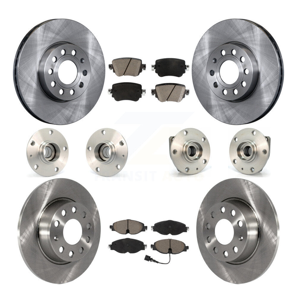Hub Bearing Brake Rotor Pad Front Rear Kit (10Pc) For Volkswagen Golf SportWagen
