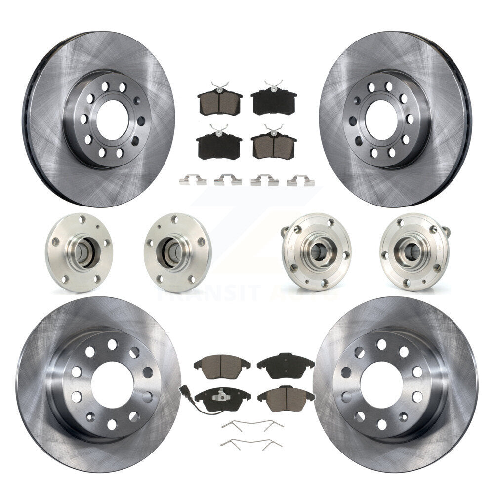 Hub Bearing Brake Rotor & Pads Front Rear Kit (10Pc) For Volkswagen Jetta Beetle