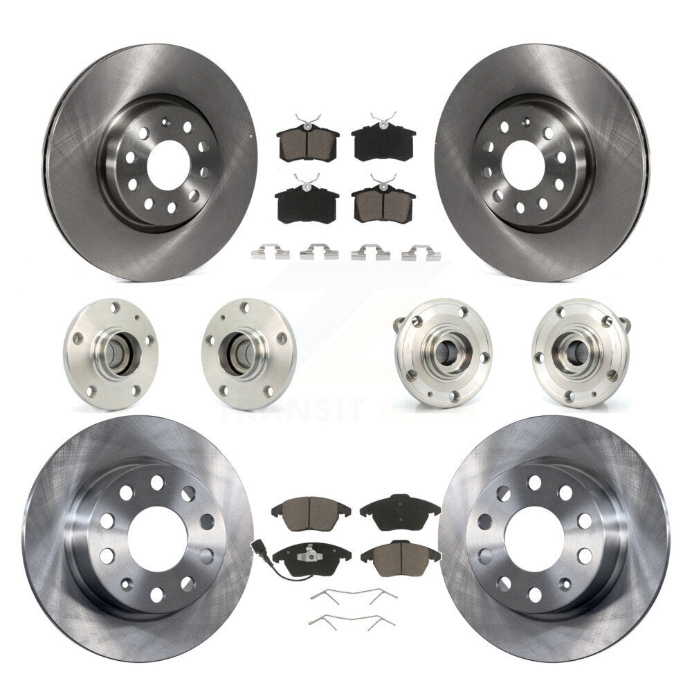 Hub Bearing Brake Rotor & Pads Front Rear Kit (10Pc) For Volkswagen Jetta Beetle