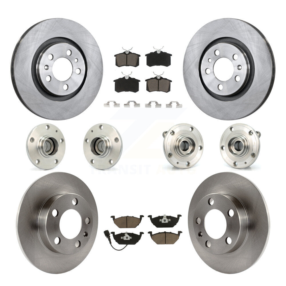 Hub Bearing Disc Brake Rotor And Pads Front Rear Kit (10Pc) For Volkswagen Jetta