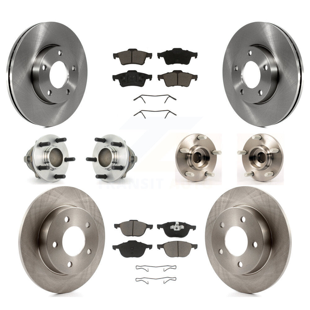 Hub Bearing Disc Brake Rotors And Ceramic Pads Front Rear Kit (10Pc) For Mazda 3