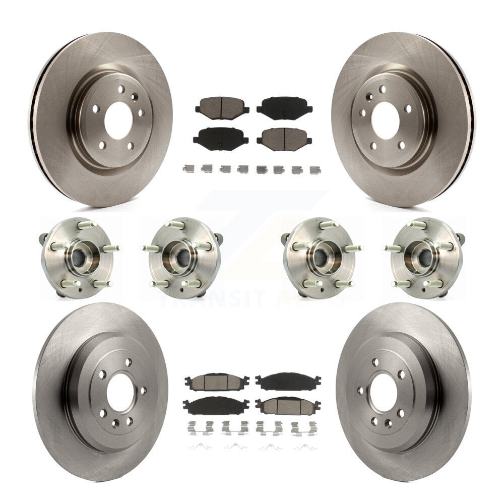 Hub Bearing Brake Rotor & Pad Front Rear Kit (10Pc) For Ford Flex Taurus Lincoln