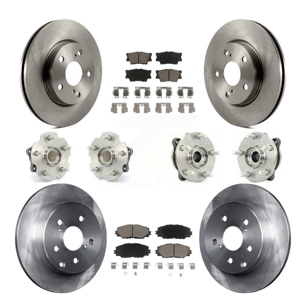 Hub Bearing Brake Rotor & Pads Front Rear Kit (10Pc) For Toyota RAV4 LE with FWD