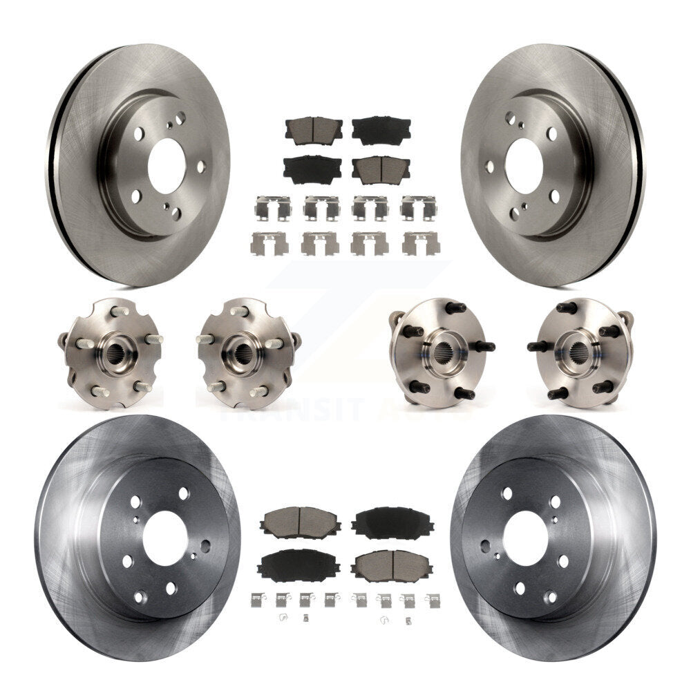 Hub Bearings Disc Brake Rotors And Pads Front Rear Kit (10Pc) For Toyota RAV4