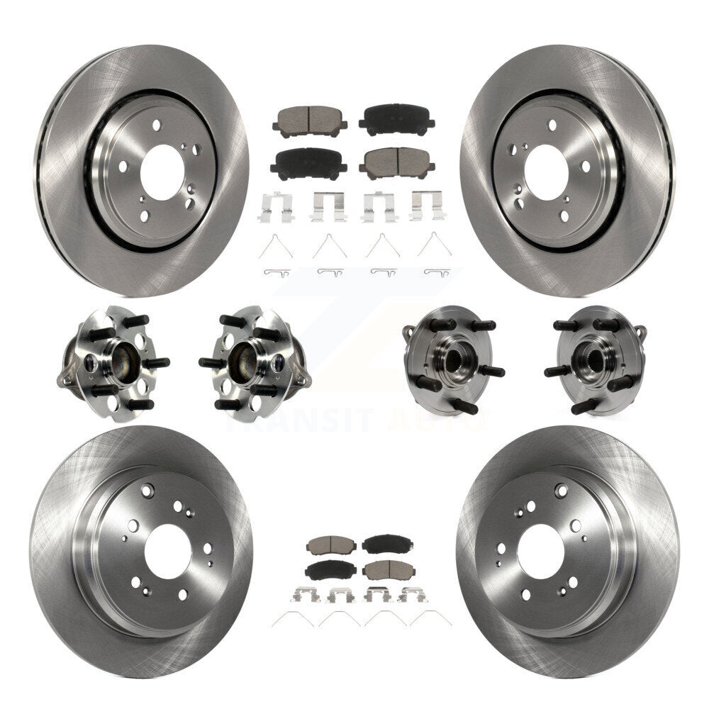 Hub Bearing Brake Rotor & Pads Front Rear Kit (10Pc) For 2015-2017 Honda Odyssey