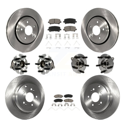 Hub Bearing Brake Rotor & Pads Front Rear Kit (10Pc) For 2015-2017 Honda Odyssey