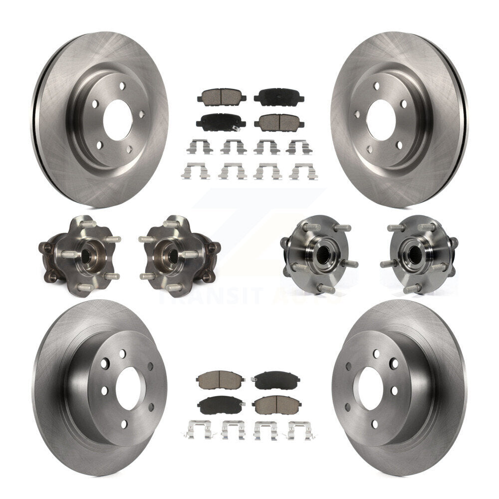 Hub Bearings Disc Brake Rotors And Pads Front Rear Kit (10Pc) For Nissan Juke