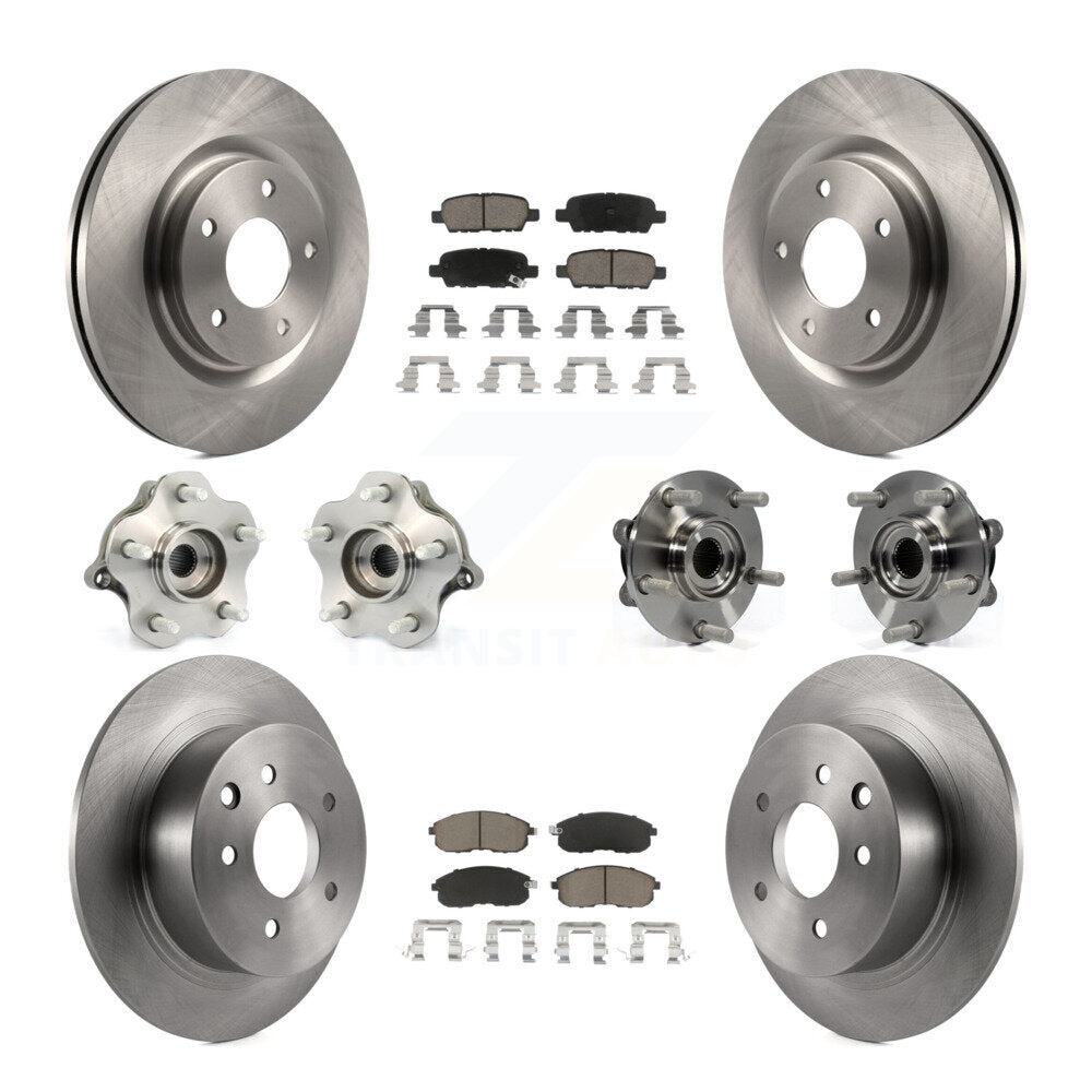 Hub Bearings Disc Brake Rotors And Pads Front Rear Kit (10Pc) For Nissan Juke