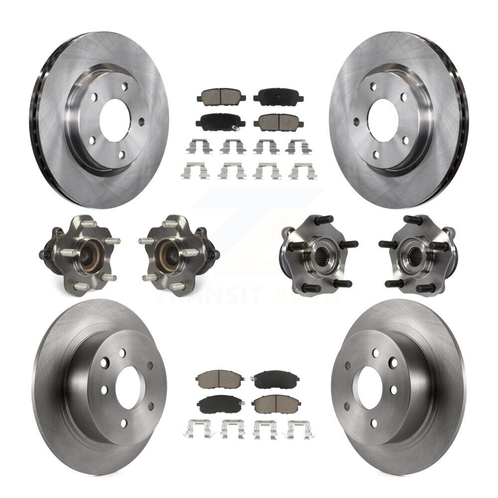 Hub Bearings Disc Brake Rotors And Pads Front Rear Kit (10Pc) For Nissan Sentra