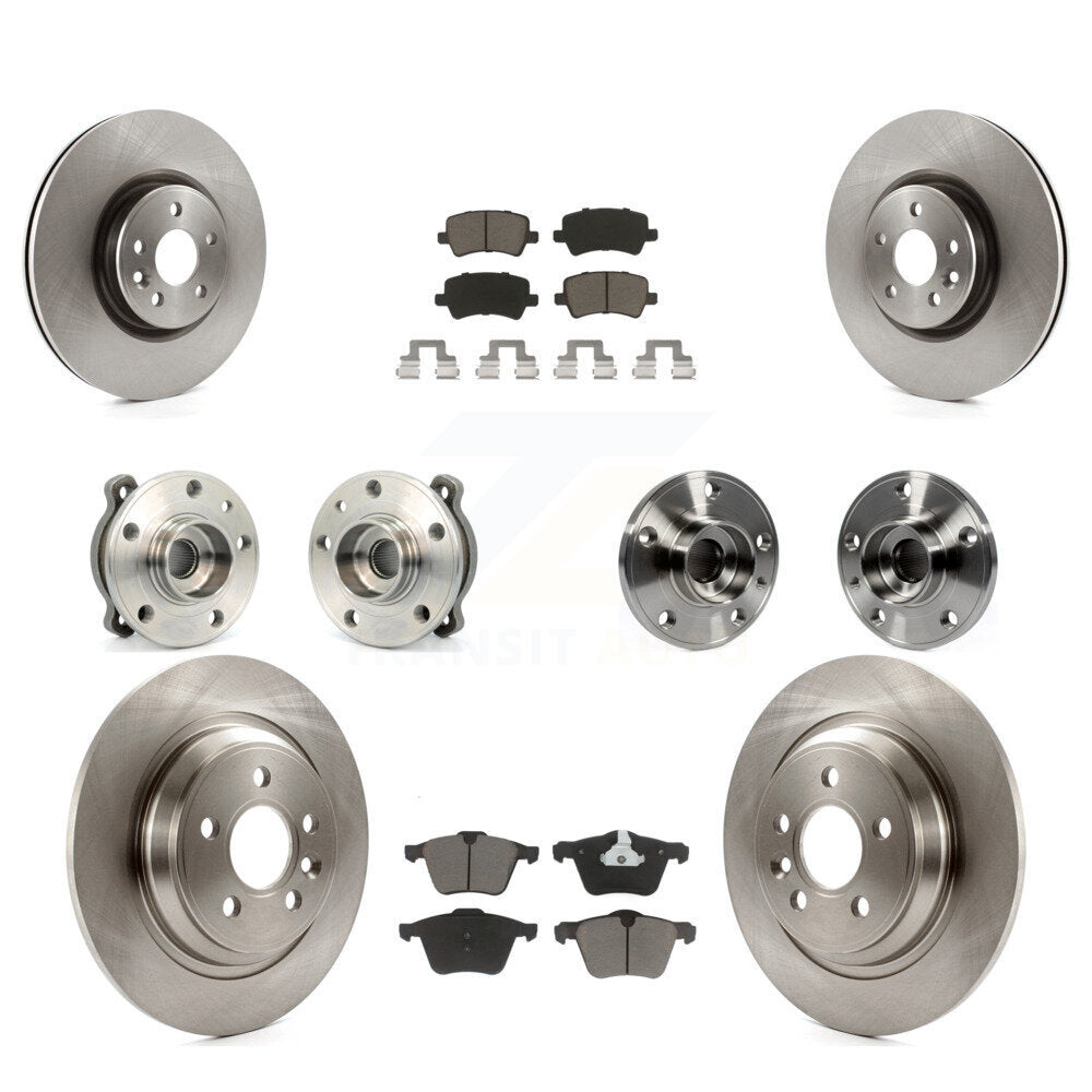 Hub Bearing Brake Rotor & Pads Front Rear Kit (10Pc) For 2013-2014 Volvo S60 AWD