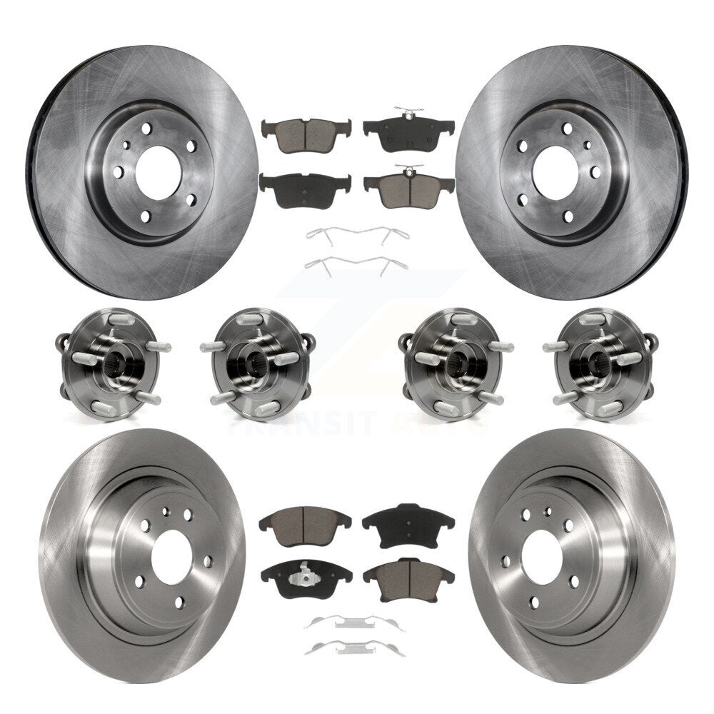 Hub Bearings Disc Brake Rotors And Pads Front Rear Kit (10Pc) For Ford Fusion
