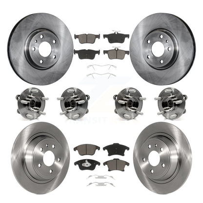 Hub Bearings Disc Brake Rotors And Pads Front Rear Kit (10Pc) For Ford Fusion