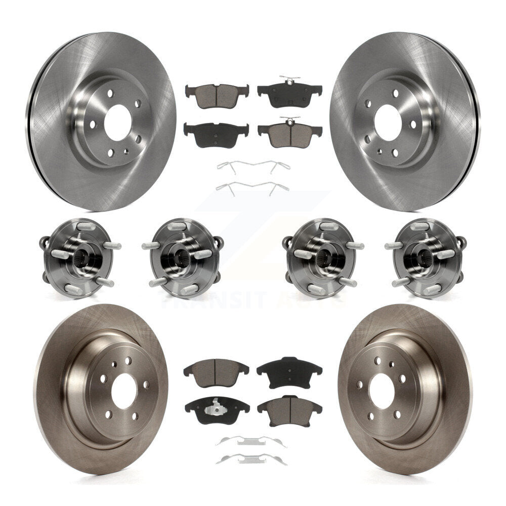 Hub Bearings Disc Brake Rotors And Pads Front Rear Kit (10Pc) For Lincoln MKZ