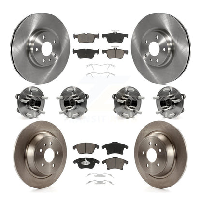Hub Bearings Disc Brake Rotors And Pads Front Rear Kit (10Pc) For Lincoln MKZ