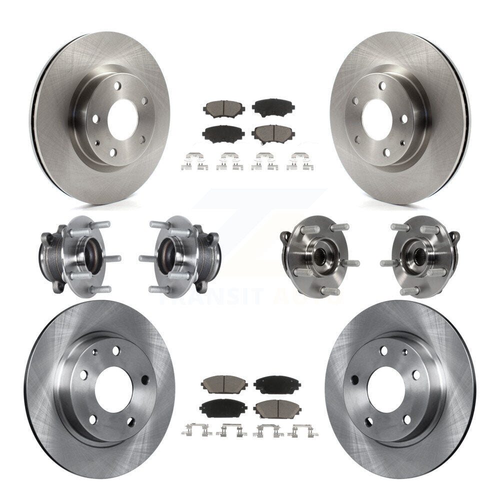 Hub Bearings Disc Brake Rotors And Pads Front Rear Kit (10Pc) For Mazda 3 Sport