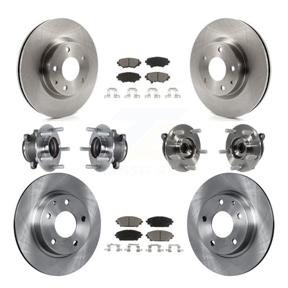 Hub Bearings Disc Brake Rotors And Pads Front Rear Kit (10Pc) For Mazda 3 Sport