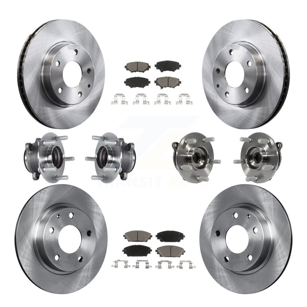 Hub Bearings Disc Brake Rotors And Pads Front Rear Kit (10Pc) For Mazda 3 Sport