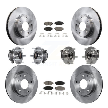 Hub Bearings Disc Brake Rotors And Pads Front Rear Kit (10Pc) For Mazda 3 Sport