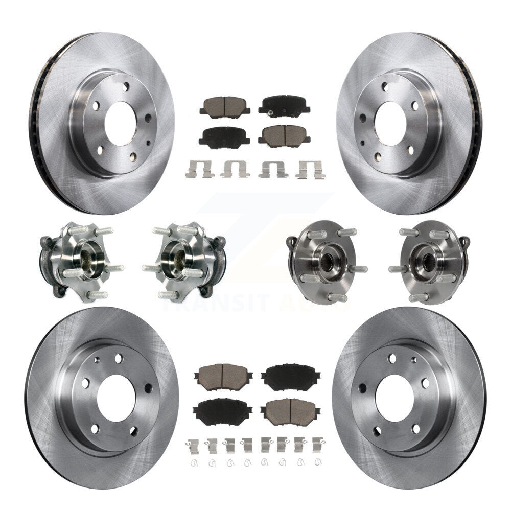 Hub Bearings Disc Brake Rotors And Pads Front Rear Kit (10Pc) For Mazda 3 Sport