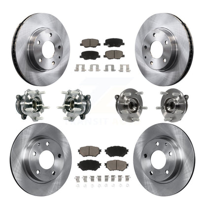 Hub Bearings Disc Brake Rotors And Pads Front Rear Kit (10Pc) For Mazda 3 Sport