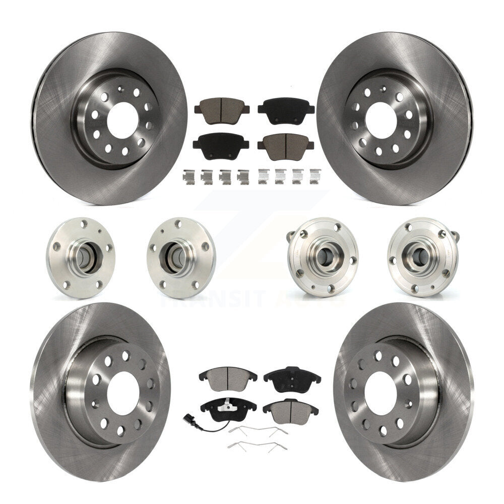 Hub Bearing Brake Rotor & Pads Front Rear Kit (10Pc) For 12-14 Volkswagen Passat