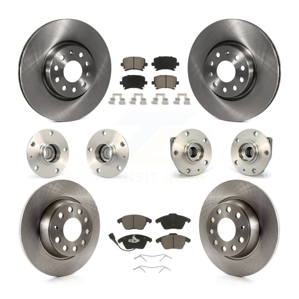 Hub Bearings Disc Brake Rotors And Pads Front Rear Kit (10Pc) For Volkswagen GTI