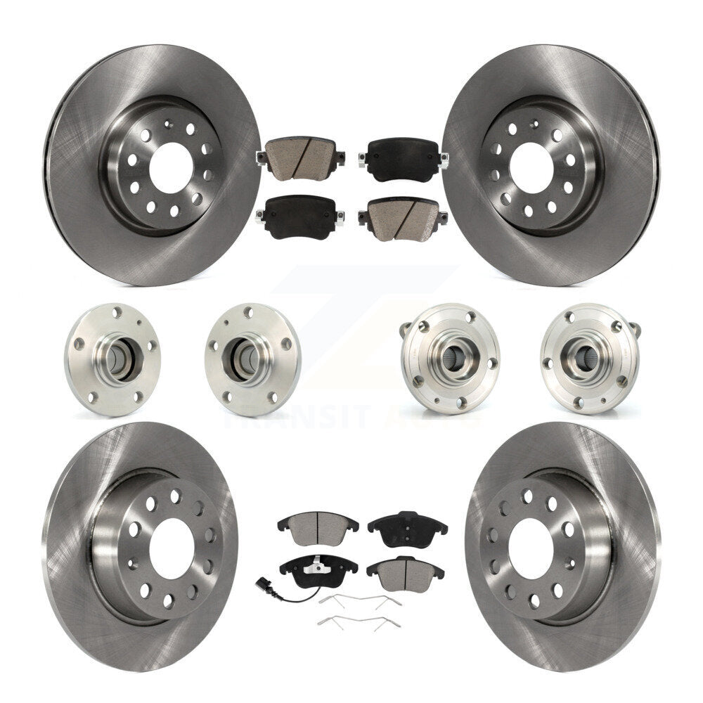 Hub Bearing Disc Brake Rotor And Pad Front Rear Kit (10Pc) For Volkswagen Passat