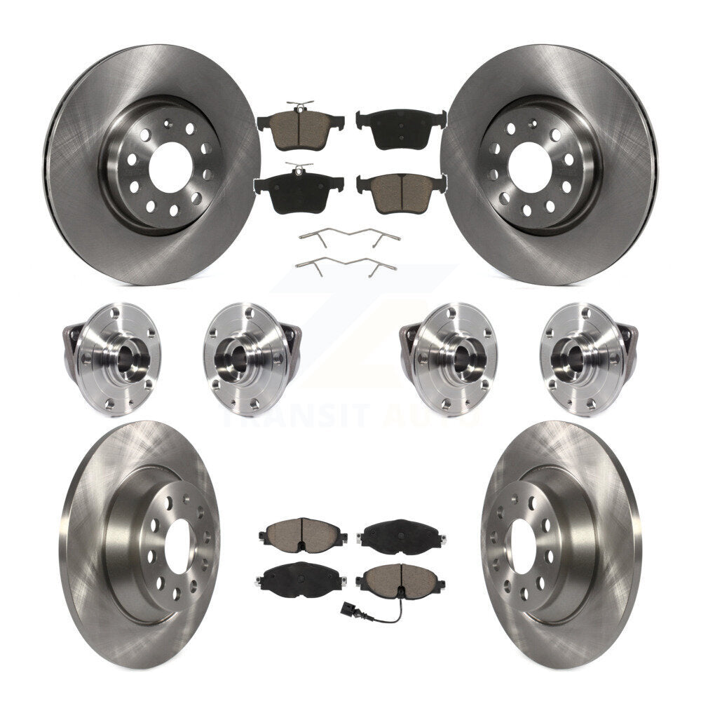 Hub Bearing Disc Brake Rotors And Pads Front Rear Kit (10Pc) For Audi TT Quattro