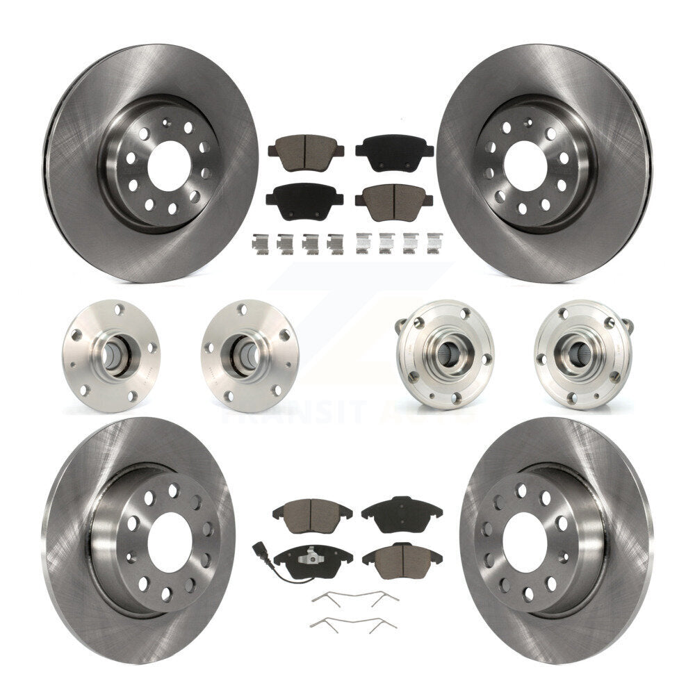 Hub Bearings Disc Brake Rotors And Pads Front Rear Kit (10Pc) For Volkswagen GTI