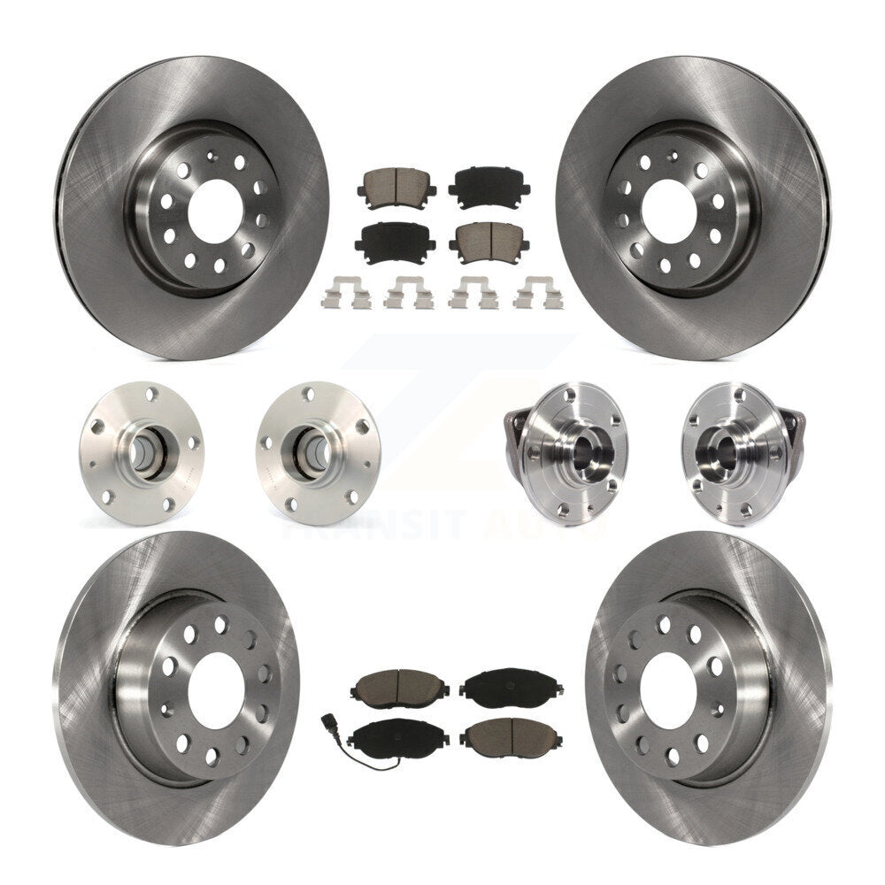 Hub Bearings Disc Brake Rotors And Pads Front Rear Kit (10Pc) For Volkswagen GTI