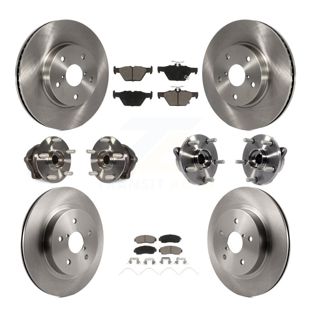 Hub Bearing Brake Rotor & Pad Front Rear Kit (10Pc) For 16-19 Subaru Legacy 2.5L