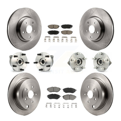 Hub Bearing Brake Rotor & Pad Front Rear Kit (10Pc) For 2008-2014 Subaru Tribeca