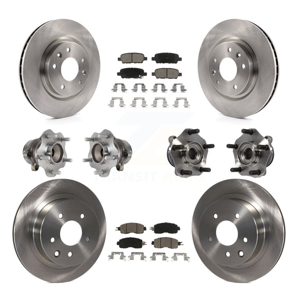 Hub Bearings Disc Brake Rotors And Pads Front Rear Kit (10Pc) For Nissan LEAF