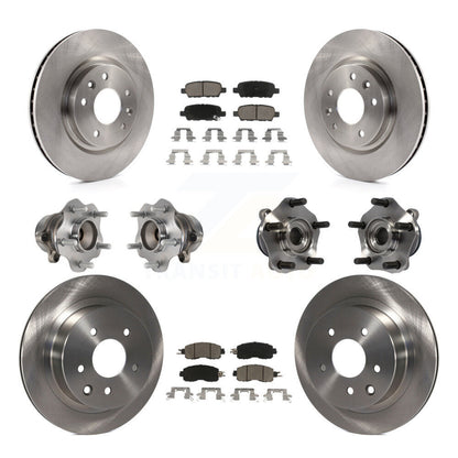 Hub Bearings Disc Brake Rotors And Pads Front Rear Kit (10Pc) For Nissan LEAF