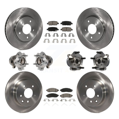 Hub Bearings Disc Brake Rotors And Pads Front Rear Kit (10Pc) For Nissan LEAF