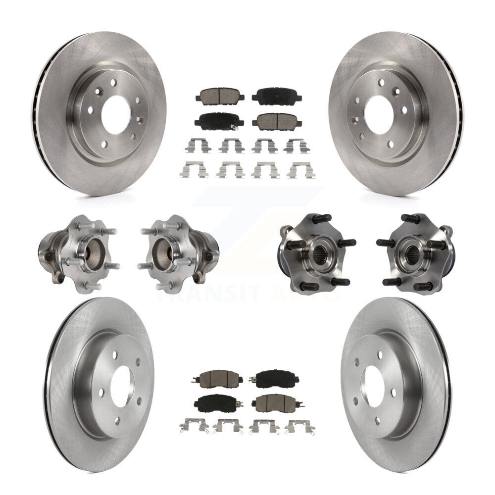 Hub Bearings Disc Brake Rotors And Pads Front Rear Kit (10Pc) For Nissan LEAF