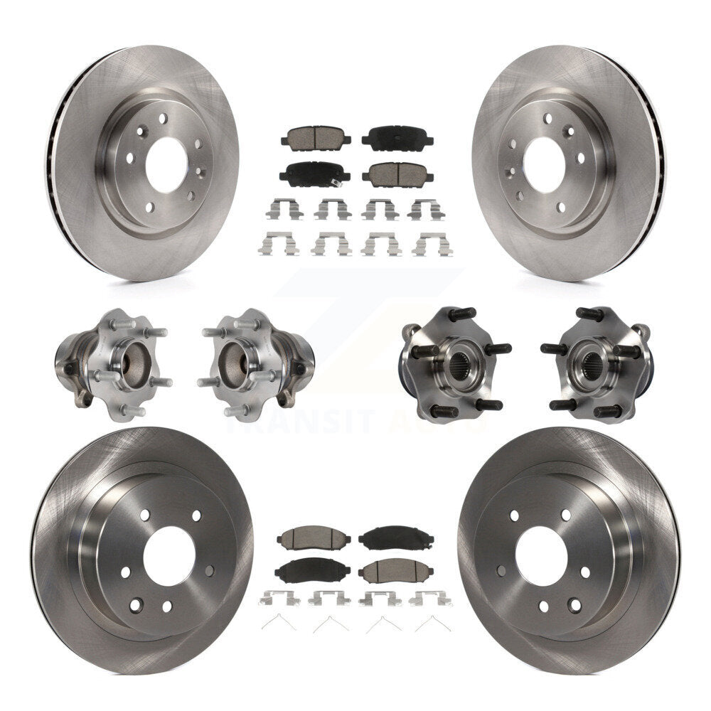 Hub Bearings Disc Brake Rotors And Pads Front Rear Kit (10Pc) For Nissan LEAF