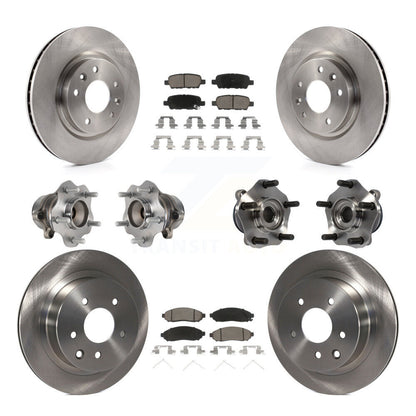 Hub Bearings Disc Brake Rotors And Pads Front Rear Kit (10Pc) For Nissan LEAF