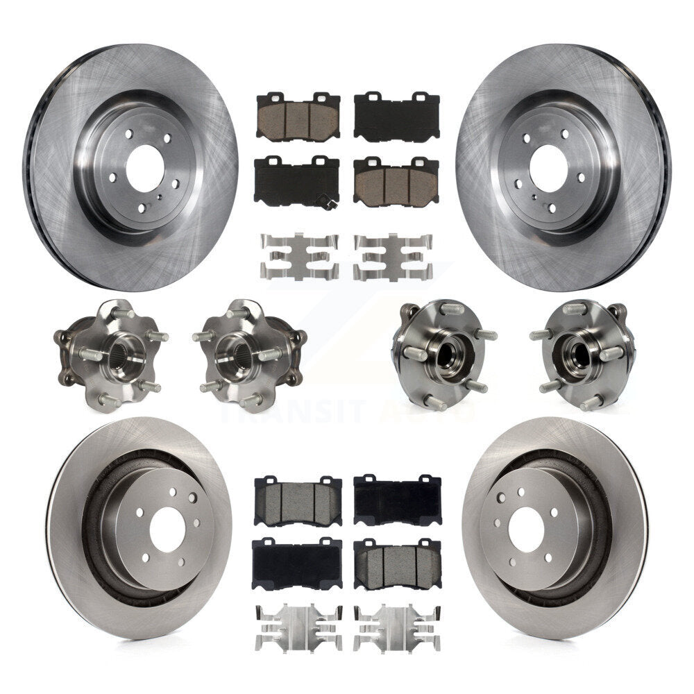 Hub Bearing Brake Rotor Pad Front Rear Kit (10Pc) For 2009-2013 INFINITI G37 RWD