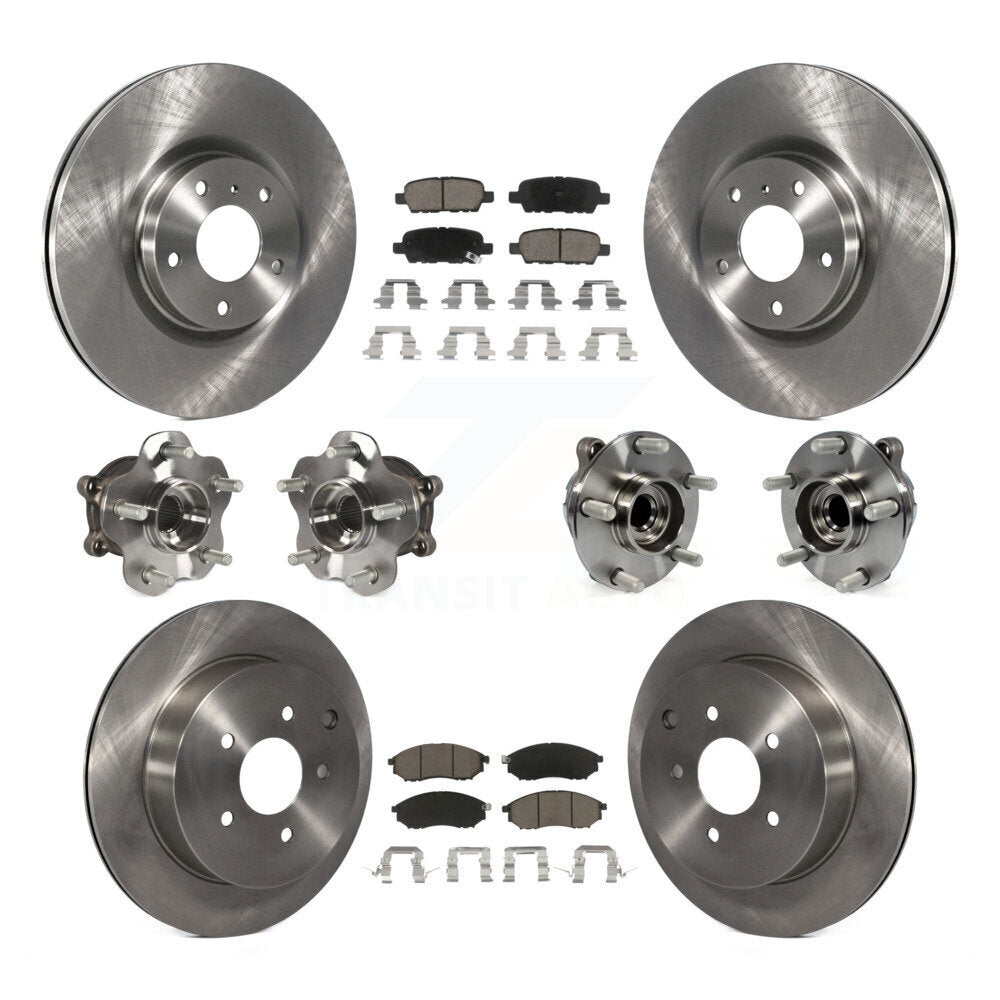 Hub Bearing Brake Rotor & Pads Front Rear Kit (10Pc) For 15-17 INFINITI QX70 RWD