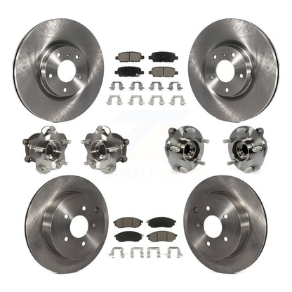 Hub Bearing Brake Rotor & Pads Front Rear Kit (10Pc) For 15-17 INFINITI QX70 RWD