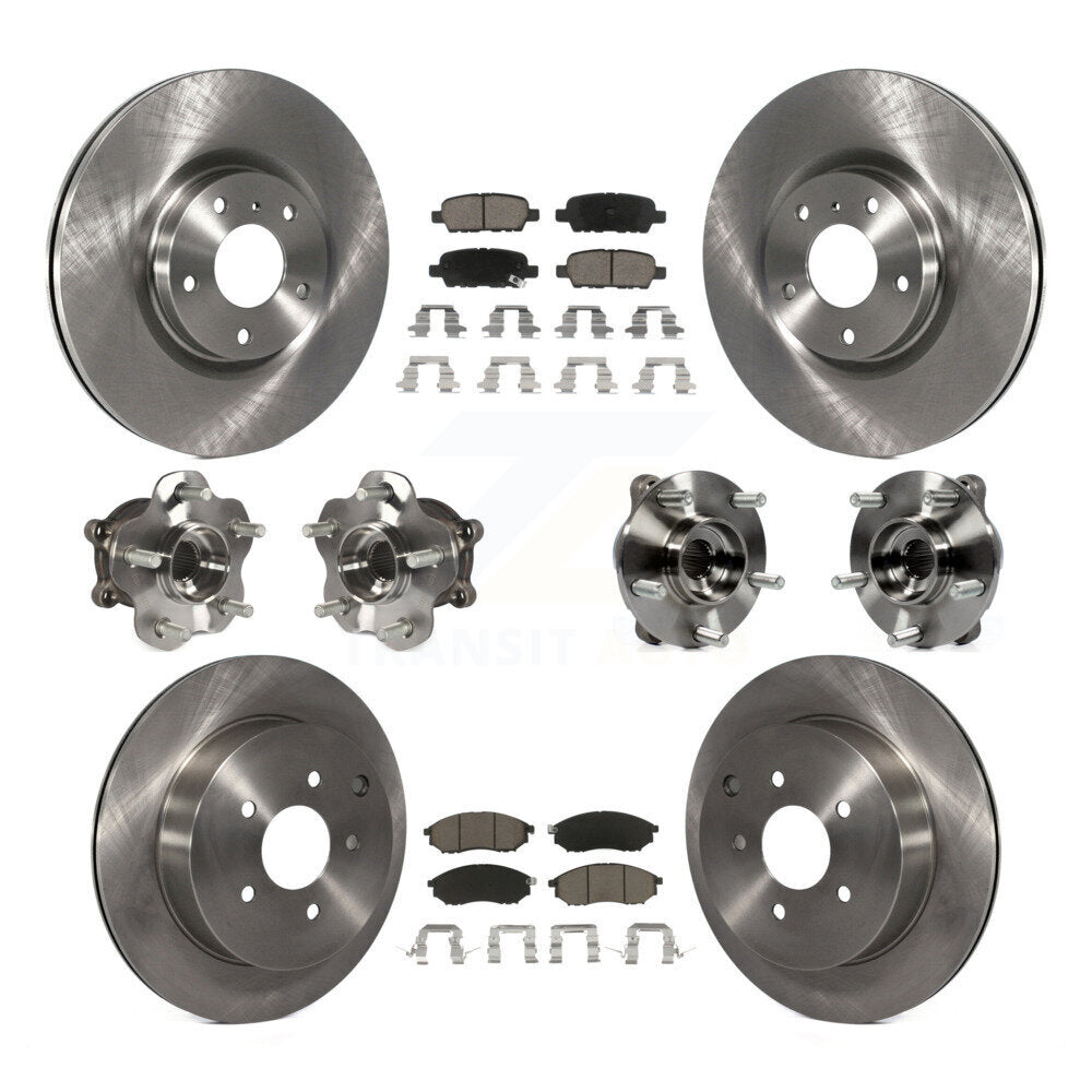 Hub Bearing Brake Rotor & Pads Front Rear Kit (10Pc) For 15-17 INFINITI QX70 AWD