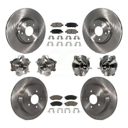 Hub Bearing Brake Rotor & Pads Front Rear Kit (10Pc) For 15-17 INFINITI QX70 AWD