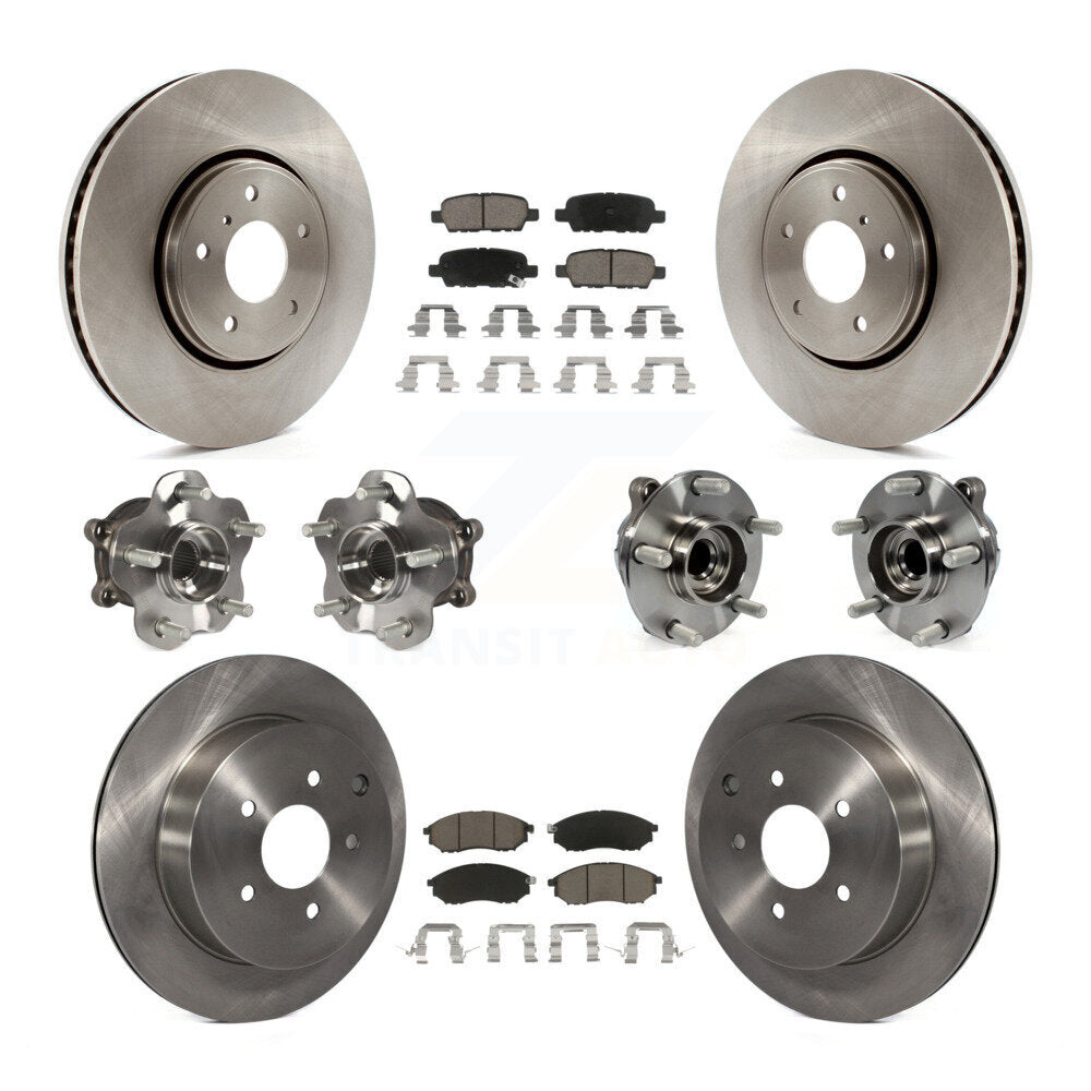 Hub Bearing Brake Rotor And Pad Front Rear Kit (10Pc) For INFINITI FX35 FX37 RWD