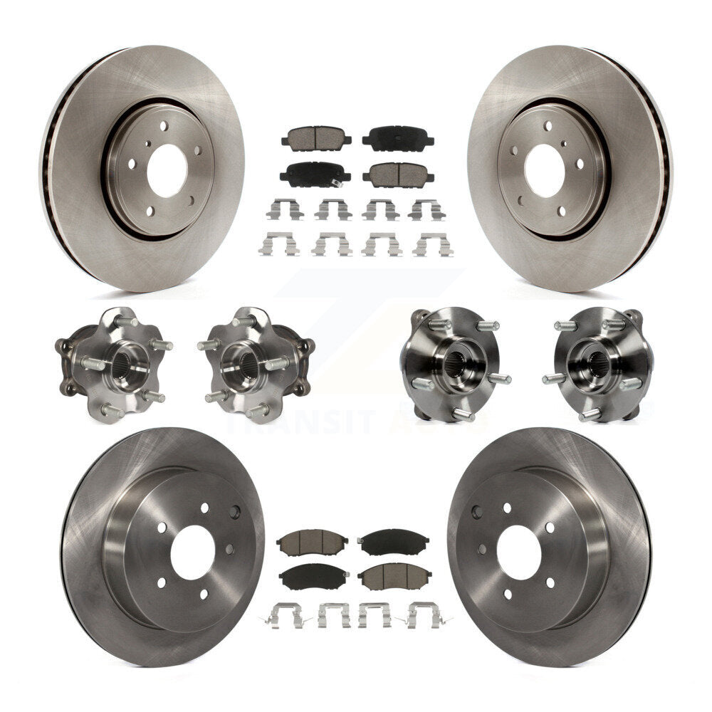 Hub Bearing Brake Rotor And Pad Front Rear Kit (10Pc) For INFINITI FX35 FX37 AWD