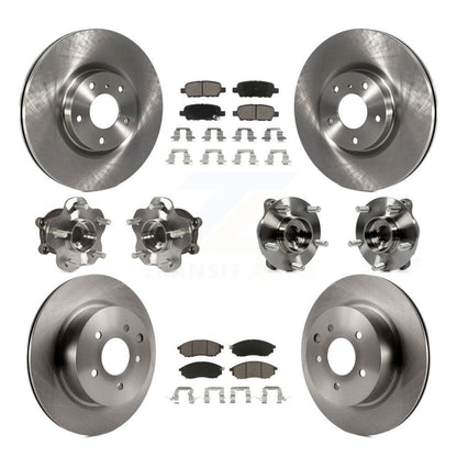 Hub Bearing Brake Rotor Pad Front Rear Kit (10Pc) For INFINITI G37 EX35 QX50 G25