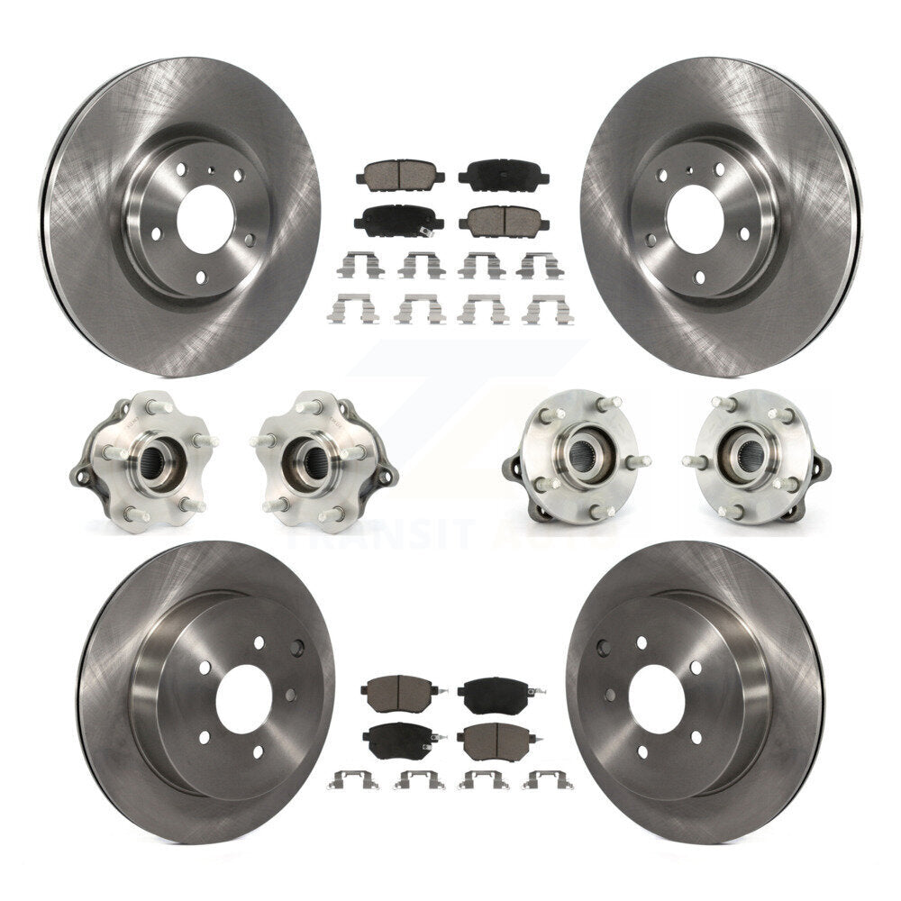 Hub Bearing Brake Rotor & Pads Front Rear Kit (10Pc) For 05-07 Nissan Murano AWD