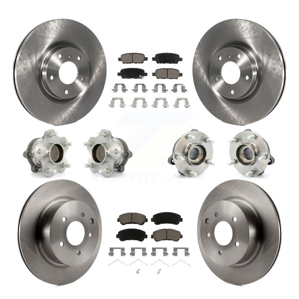 Hub Bearings Disc Brake Rotors And Pads Front Rear Kit (10Pc) For Nissan Maxima